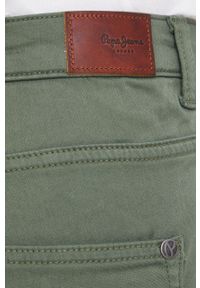 Pepe Jeans spodnie CAREY damskie kolor zielony dopasowane medium waist. Kolor: zielony. Materiał: tkanina #4