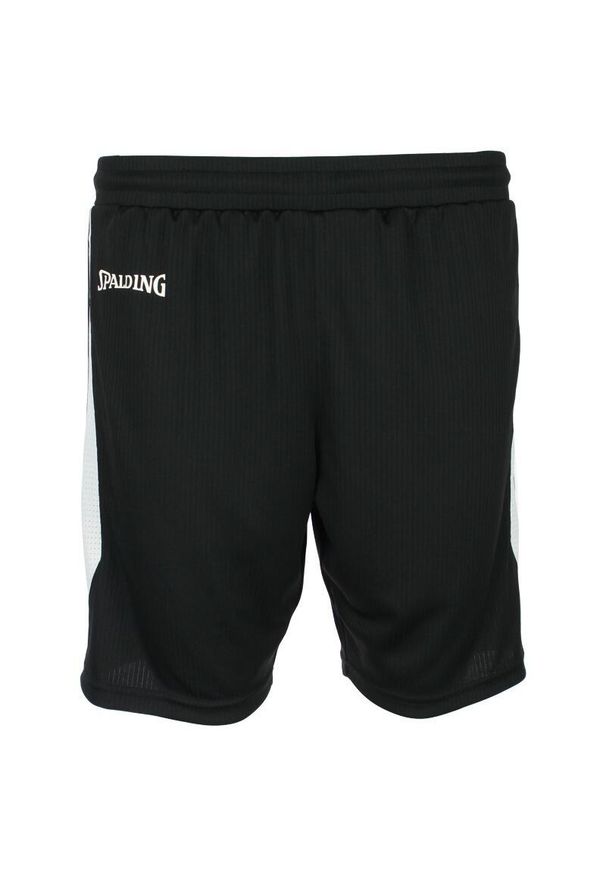 SPALDING - Szorty damskie Spalding 4HER III. Kolor: czarny, biały, wielokolorowy. Materiał: tkanina. Wzór: paski. Sport: koszykówka