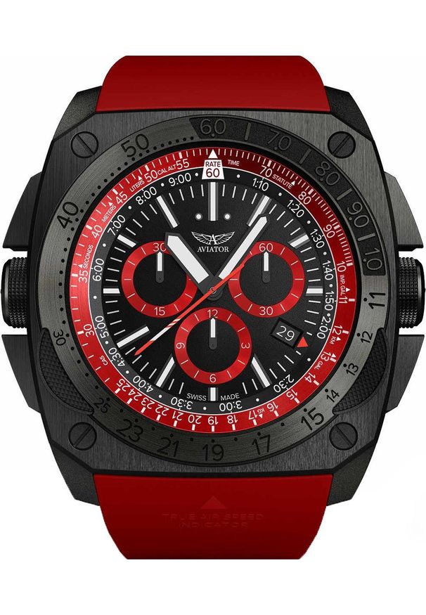 AVIATOR - Zegarek Aviator Zegarek męski Aviator M.2.30.5.215.6 czerwony. Kolor: czerwony