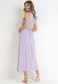 Born2be - Fioletowa Sukienka z Wiskozy Bez Rękawów z Gumką w Pasie Fona. Kolor: fioletowy. Materiał: wiskoza. Długość rękawa: bez rękawów #5