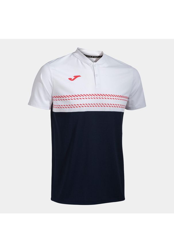 Koszulka męska Joma Smash Short Sleeve Polo navy/white/red S. Typ kołnierza: polo. Kolor: czerwony, niebieski, wielokolorowy, biały. Długość rękawa: krótki rękaw. Długość: krótkie. Sport: tenis