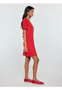 Big-Star - Sukienka damska dzianinowa z niewielkim haftem czerwona Zorkana 603. Kolor: czerwony. Materiał: dzianina. Wzór: haft. Typ sukienki: sportowe. Styl: sportowy #4