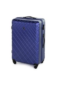 Wittchen - Duża walizka z ABS-u w ukośną kratkę granatowa. Kolor: niebieski. Materiał: guma. Wzór: kratka #3