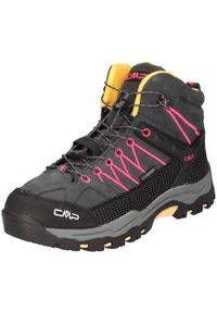 Buty trekkingowe dla dzieci CMP Rigel Mid WP. Wysokość cholewki: za kostkę. Kolor: wielokolorowy, różowy, czarny. Materiał: materiał. Szerokość cholewki: normalna