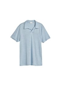 GANT - Koszulka polo męska Gant Linen Ss Polo. Typ kołnierza: polo. Kolor: niebieski. Materiał: len #1