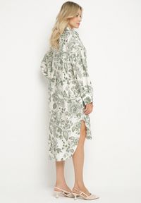 Born2be - Zielona Wiskozowa Sukienka Koszulowa w Kwiaty Varvesa. Okazja: na co dzień. Typ kołnierza: kołnierzyk klasyczny. Kolor: zielony. Materiał: wiskoza. Długość rękawa: długi rękaw. Wzór: kwiaty. Typ sukienki: koszulowe. Styl: klasyczny, casual, elegancki #3