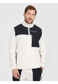 4f - 4F Polar ze stójką regular męski - beżowy XXL. Typ kołnierza: kołnierzyk stójkowy. Kolor: beżowy. Materiał: polar. Sport: turystyka piesza #1