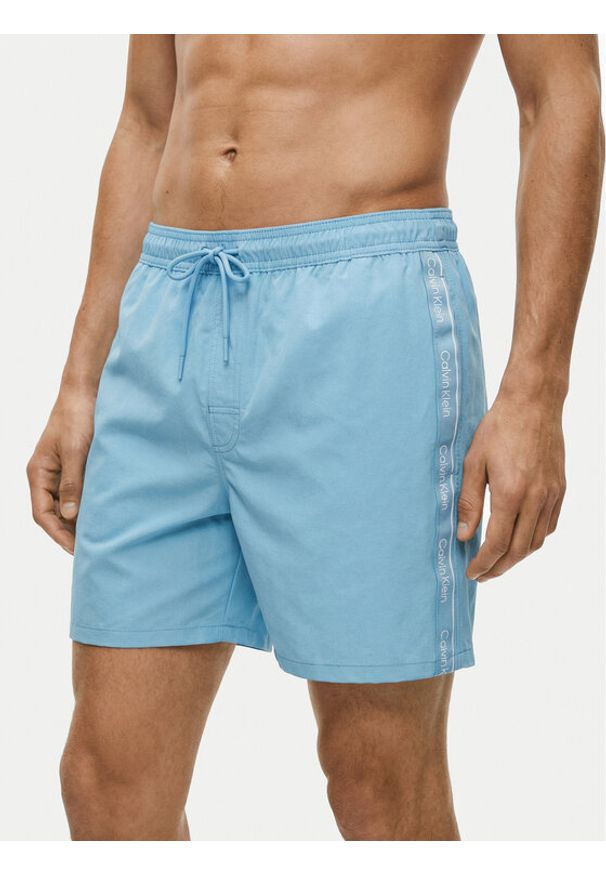 Calvin Klein Swimwear Szorty kąpielowe LV00N61002 Błękitny Regular Fit. Kolor: niebieski. Materiał: syntetyk