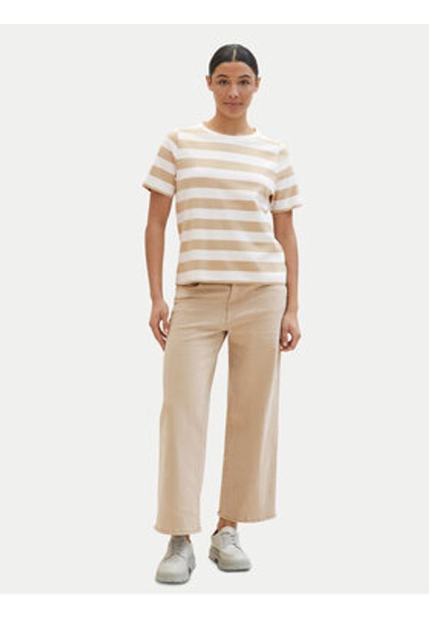 Tom Tailor T-Shirt 1040584 Beżowy Regular Fit. Kolor: beżowy. Materiał: bawełna