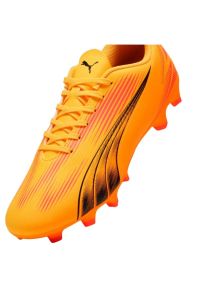 Buty piłkarskie Puma Ultra Play FG/AG M 107763 03 pomarańczowe. Zapięcie: sznurówki. Kolor: pomarańczowy. Materiał: syntetyk. Szerokość cholewki: normalna. Wzór: nadruk. Sport: piłka nożna