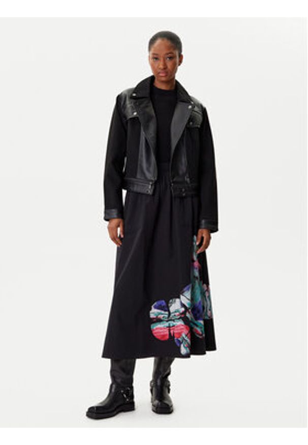 Desigual Kurtka z imitacji skóry Motor 25WWEW53 Czarny Regular Fit. Kolor: czarny. Materiał: skóra