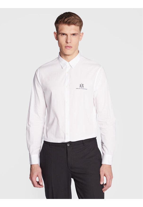 Armani Exchange Koszula 8NZCP2 ZNBJZ 1100 Biały Regular Fit. Kolor: biały. Materiał: bawełna