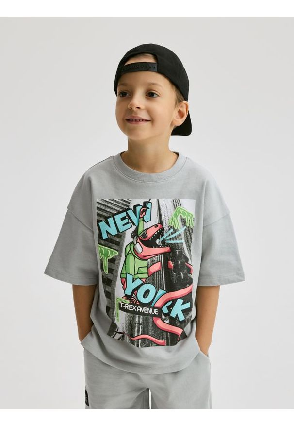 Reserved - Bawełniany komplet - jasnoszary. Kolor: szary. Materiał: bawełna