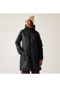 Kurtka przeciwdeszczowa z kapturem damska Regatta Romine II. Typ kołnierza: kaptur. Kolor: czarny. Sezon: zima #1