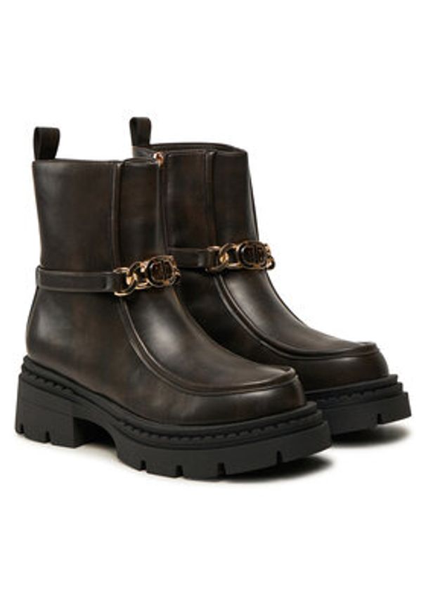 TwinSet - TWINSET Botki 242TGT110 Brązowy. Kolor: brązowy. Materiał: skóra