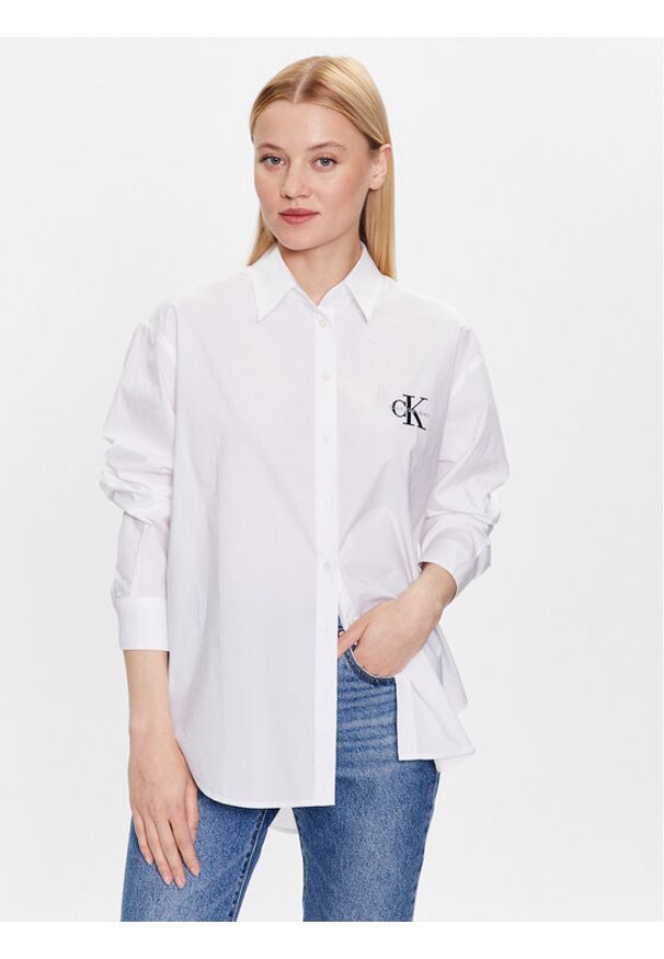 Calvin Klein Jeans Koszula J20J220515 Biały Regular Fit. Kolor: biały. Materiał: bawełna