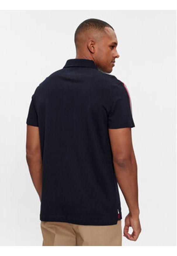 TOMMY HILFIGER - Tommy Hilfiger Polo Global Stripe Monotype Reg Polo MW0MW33591 Granatowy Regular Fit. Typ kołnierza: polo. Kolor: niebieski. Materiał: bawełna