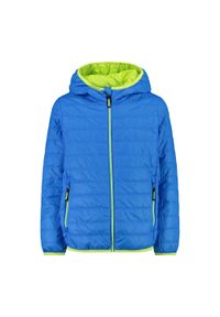 Kurtka dziecięca z kapturem CMP. Typ kołnierza: kaptur. Kolor: szary, niebieski, wielokolorowy, zielony. Materiał: puch. Sport: narciarstwo #1