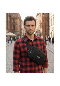 Nerka męska saszetka miejska na ramię mała listonoszka crossbody czarna lekka na suwak Peterson PTN MS1-01. Kolor: czarny. Rodzaj torebki: na ramię #1