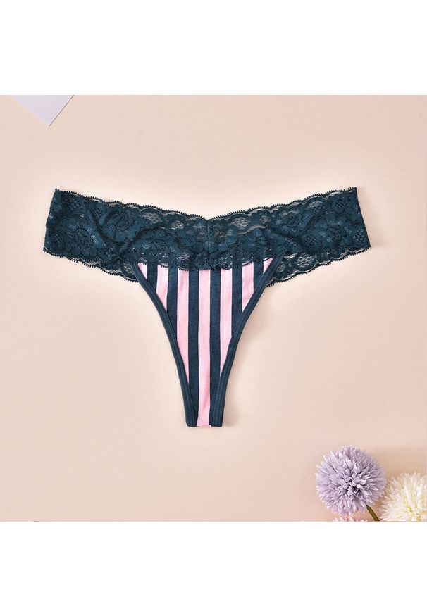 Intica - Stringi koronkowe z delikatnej tkaniny Dzanna. Kolor: zielony. Materiał: tkanina, koronka. Wzór: koronka