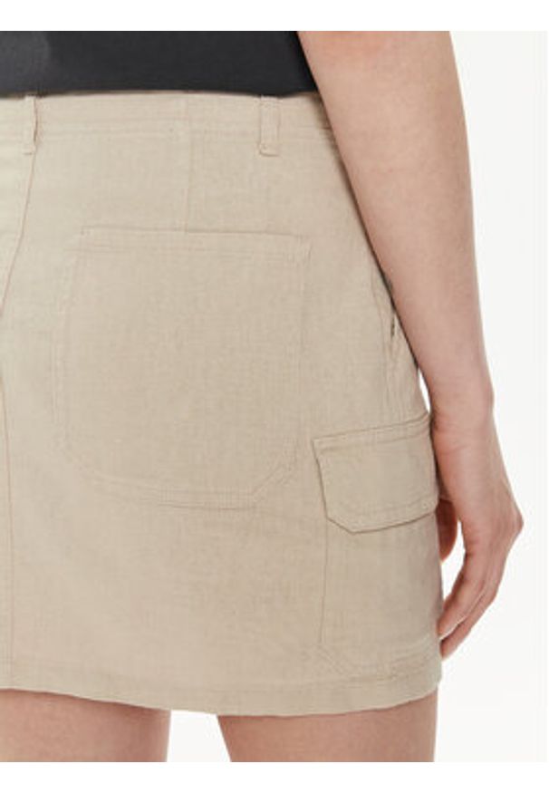 only - ONLY Spódnica mini Malfy-Caro 15310982 Beżowy Regular Fit. Kolor: beżowy. Materiał: wiskoza, len
