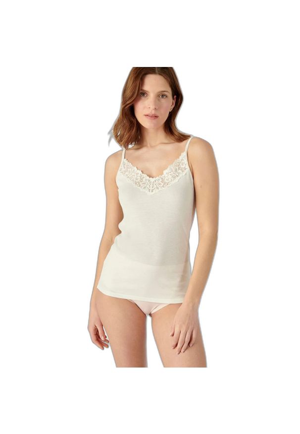 DAMART - Damski tank top Damart Thermolactyl. Kolor: biały. Materiał: skóra, dzianina. Sezon: zima