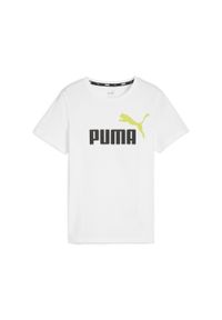 Koszulka Dziecięca Puma Ess+2 Col Logo Tee. Kolor: zielony, biały, wielokolorowy. Materiał: bawełna. Wzór: kolorowy. Sport: joga i pilates