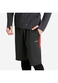 KIPSTA - Długie spodenki do piłki nożnej Kipsta Viralto Club. Kolor: czerwony, wielokolorowy, szary. Materiał: materiał, poliester, elastan. Długość: długie. Sport: fitness, piłka nożna