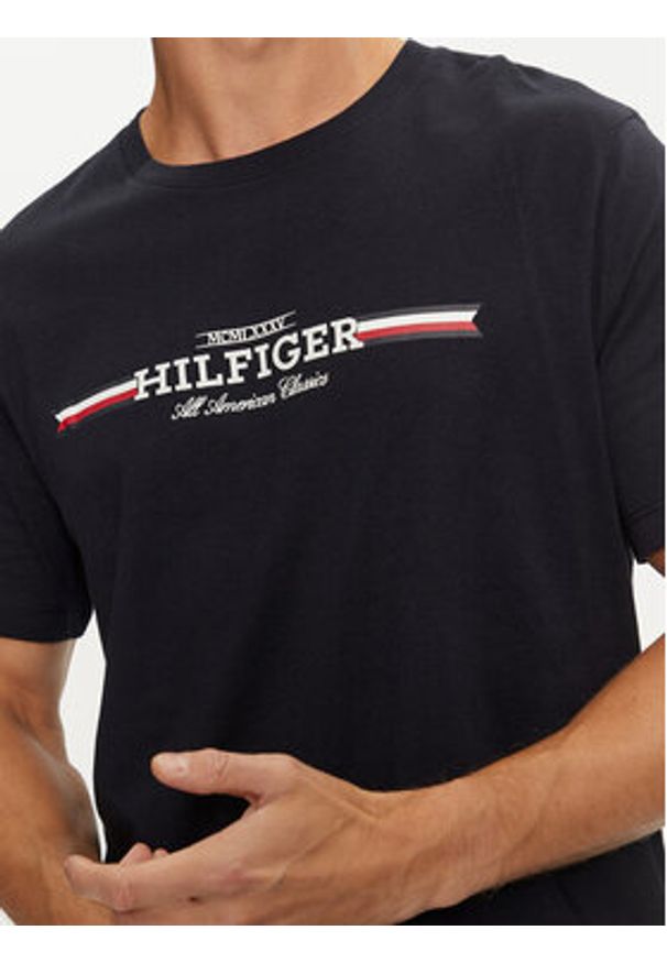 TOMMY HILFIGER - Tommy Hilfiger T-Shirt MW0MW36480 Granatowy Regular Fit. Kolor: niebieski. Materiał: bawełna