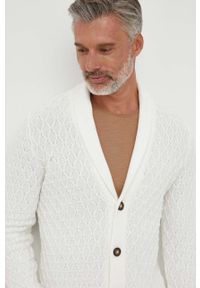 Lindbergh kardigan bawełniany kolor biały. Kolor: biały. Materiał: bawełna. Wzór: gładki #4