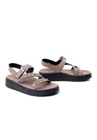 Tamaris - TAMARIS 1-28421-46 341 taupe, sandały damskie. Zapięcie: rzepy. Kolor: beżowy. Materiał: tkanina #1