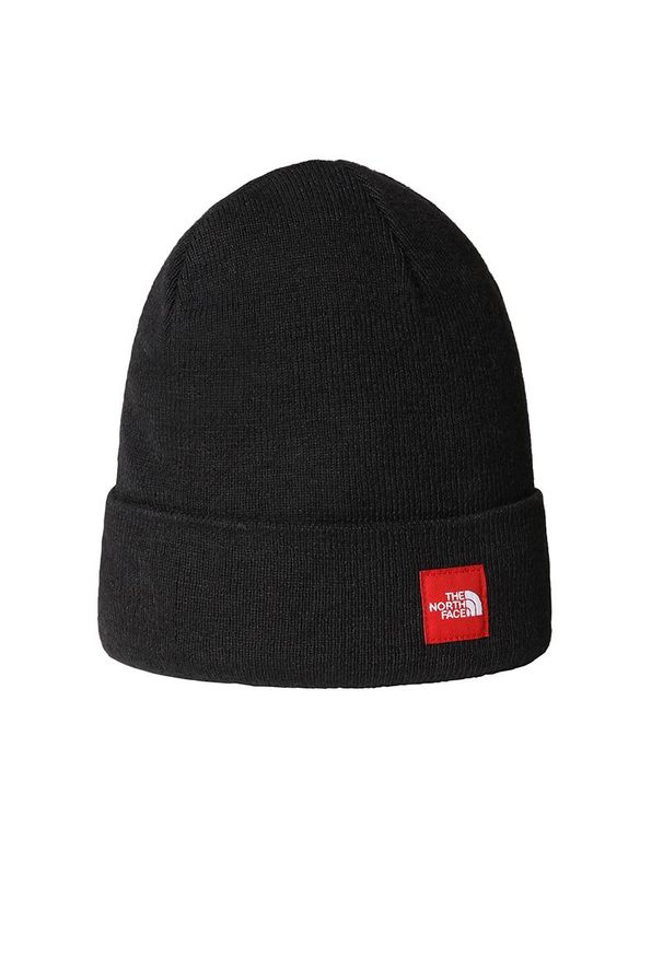 Czapka The North Face Red Box 0A8EG8JK31 - czarna. Kolor: czarny. Materiał: poliester, materiał, wełna. Wzór: ze splotem, aplikacja. Styl: klasyczny