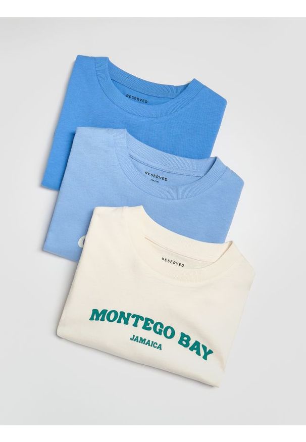 Reserved - Bawełniany t-shirt 3 pack - jasnoniebieski. Kolor: niebieski. Materiał: bawełna