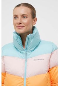 columbia - Columbia kurtka Puffect Color Block Jkt damska kolor pomarańczowy zimowa 1955101. Kolor: pomarańczowy. Materiał: tkanina, syntetyk, materiał, puch. Wzór: ze splotem. Sezon: zima #3