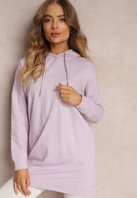 Renee - Fioletowa Bluza z Kapturem o Wydłużonym Fasonie Estera. Typ kołnierza: kaptur. Kolor: fioletowy. Materiał: dzianina. Długość: długie. Sezon: jesień, wiosna #3