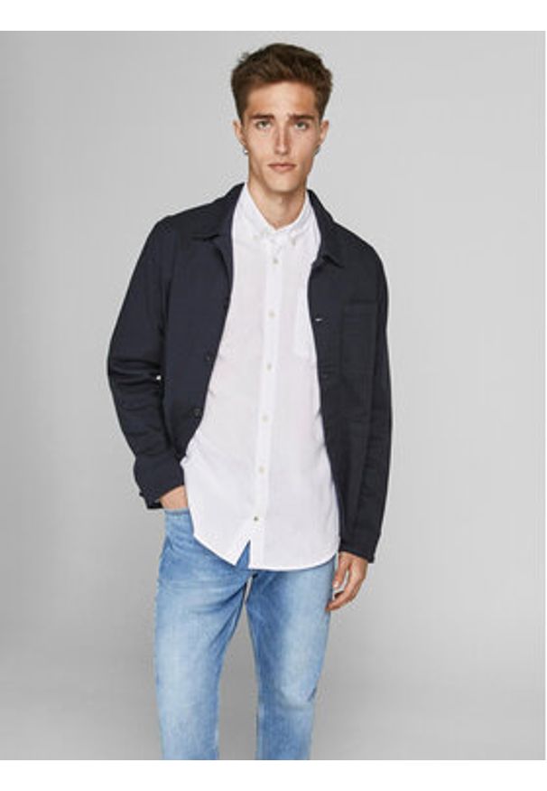 Jack & Jones Koszula 12182486 Biały Slim Fit. Kolor: biały. Materiał: bawełna