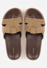 Born2be - Beżowe Klapki VICES z Przeplatanymi Paskami Anreene. Okazja: na co dzień. Kolor: beżowy. Materiał: len. Wzór: paski. Styl: casual, klasyczny, elegancki #2