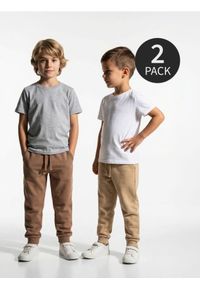 Sinsay - Spodnie dresowe 2 pack - brązowy. Kolor: brązowy. Materiał: dresówka #1