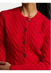 Polo Ralph Lauren Kardigan 211910443017 Czerwony Regular Fit. Typ kołnierza: polo. Kolor: czerwony. Materiał: wełna