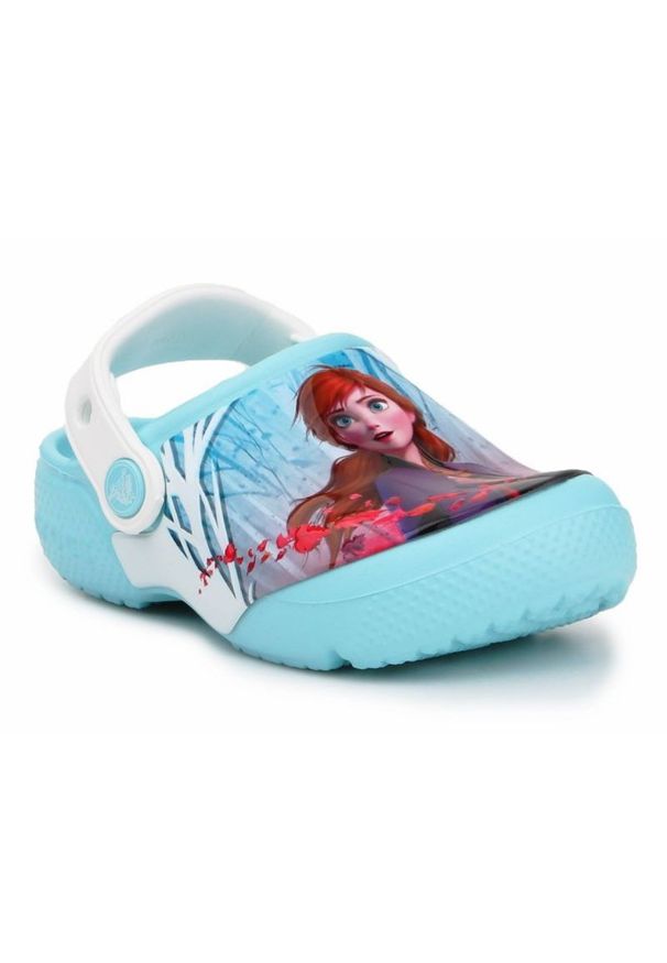 Klapki Crocs Kraina Lodu Fl Ol Disney Frozen 2 Cg Jr 206167-4O9 niebieskie. Okazja: na plażę. Kolor: niebieski. Materiał: syntetyk. Wzór: motyw z bajki