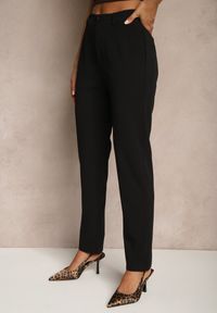 Renee - Czarne Spodnie z Wiskozą o Garniturowym Kroju High Waist Senaridra. Okazja: na co dzień. Stan: podwyższony. Kolor: czarny. Materiał: wiskoza. Styl: klasyczny, elegancki, casual #4