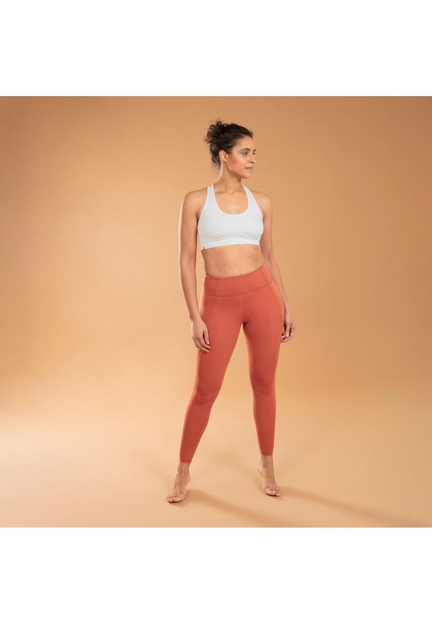 KIMJALY - Legginsy Do Jogi Dynamicznej Damskie Kimjaly. Kolor: brązowy. Materiał: elastan, poliester, materiał. Sport: joga i pilates