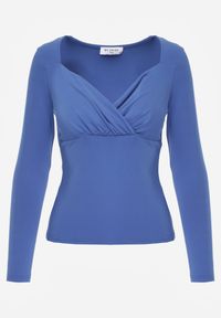 Renee - Niebieska Bluzka Iphicraethon. Kolor: niebieski. Materiał: dzianina. Długość rękawa: długi rękaw. Długość: długie. Wzór: aplikacja #5