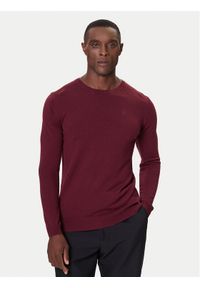 Karl Lagerfeld - KARL LAGERFELD Sweter 655000 554399 Bordowy Slim Fit. Typ kołnierza: dekolt w karo. Kolor: czerwony. Materiał: wełna