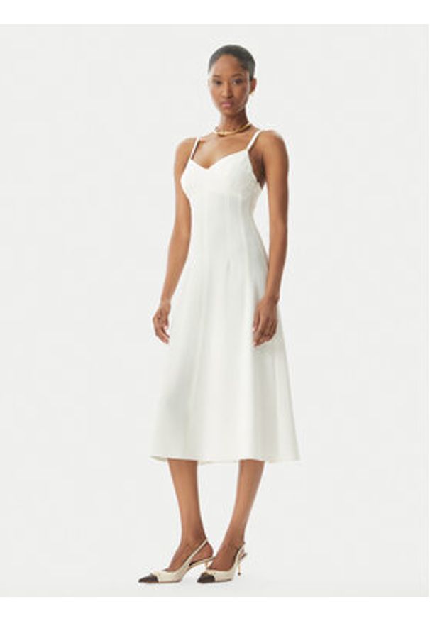 Elisabetta Franchi Sukienka koktajlowa AB74852E2 360 Biały Regular Fit. Kolor: biały. Materiał: syntetyk. Styl: wizytowy
