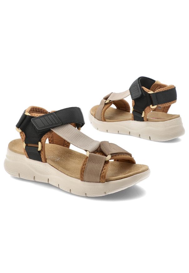 Sandały damskie Artiker, cholewka z materiału tekstylnego regulowane paski z zapięciem na rzep, kolorowe, 58C1234. Zapięcie: rzepy. Materiał: materiał. Wzór: kolorowy, paski