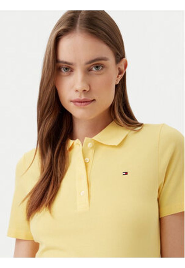 TOMMY HILFIGER - Tommy Hilfiger Polo 1985 WW0WW43225 Żółty Slim Fit. Typ kołnierza: polo. Kolor: żółty. Materiał: bawełna