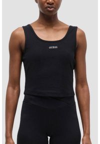 Guess - GUESS Czarny damski tank top Circe, Rozmiar S. Okazja: na co dzień. Kolor: czarny. Materiał: materiał, prążkowany. Styl: elegancki, casual #1