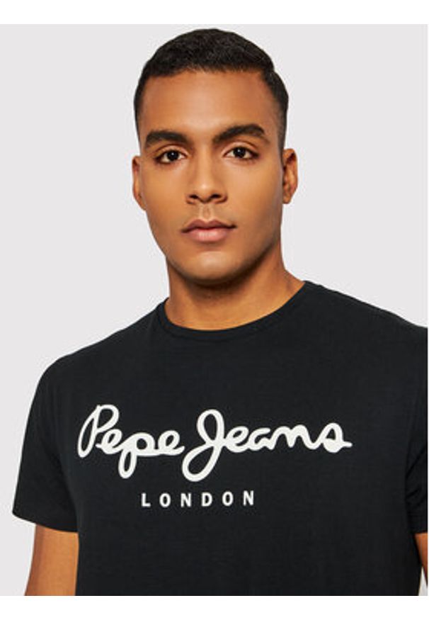 Pepe Jeans T-Shirt Original PM508210 Czarny Slim Fit. Kolor: czarny. Materiał: bawełna