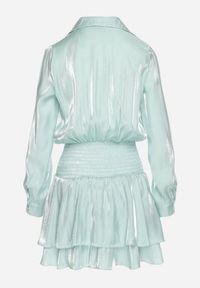 Born2be - Jasnozielona Sukienka z Wiskozy o Koszulowym Kroju z Falbankami Liova. Typ kołnierza: kołnierz z falbankami. Kolor: zielony. Materiał: wiskoza. Typ sukienki: koszulowe #2